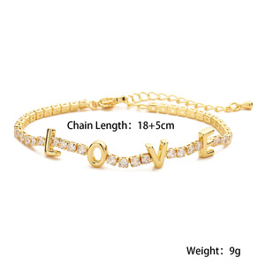 Adjustable Rose Gold Plated Tennis Letter Name <b>Bracelet</b> Personalized Zircon Stone Mom <b>Bracelet</b> Mother's Day Party Gift - Product Image 5