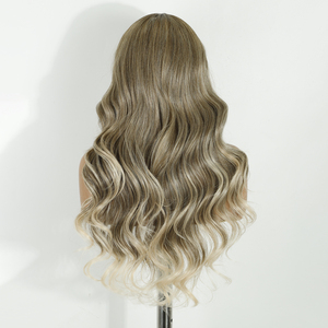 Pelo sintético onda del cuerpo Ombre Rubio 360 frente de encaje pelo sin pegamento fibra resistente al calor pelo sintético 13x4 HD peluca con malla frontal - Product Image 3