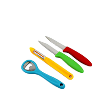 Ensemble ouvre-couteau et éplucheur à fruits 5 pièces avec support en plastique