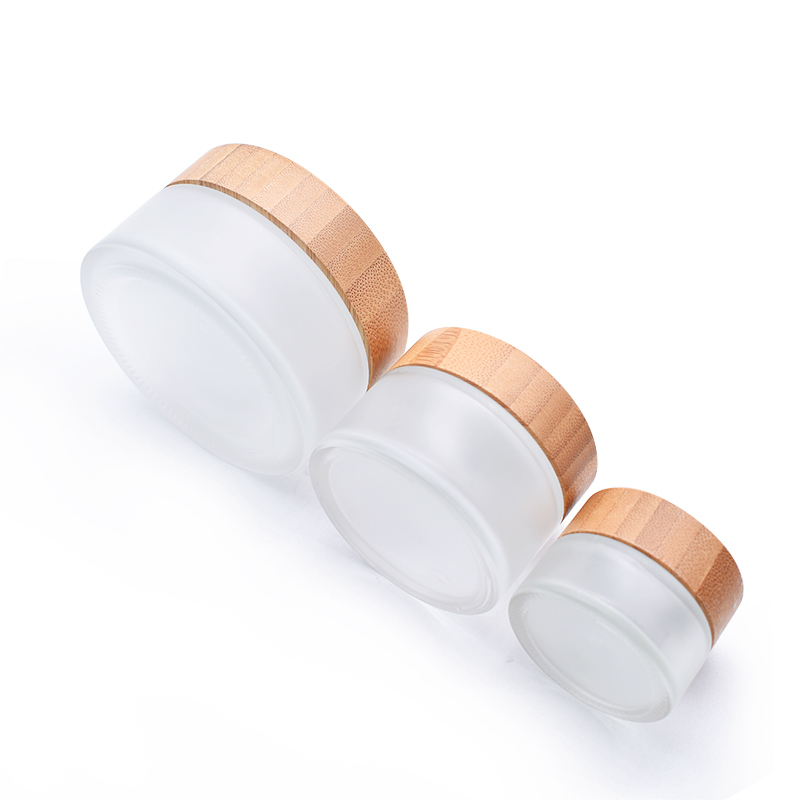 High quality glass jar with bamboo lid 50g 100g cosmetic cream jars