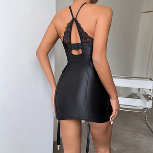 Đầm ngủ ren không dây bán chạy năm 2025, đồ ngủ gợi cảm sang trọng xuyên thấu dành cho cô dâu, kèm dây garter - Product Image 5