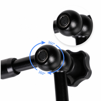 360 °   Bras articulé en alliage d'aluminium à double rotule rotative avec verrouillage à bouton unique et super pince 6-10 kg pour rig de caméra