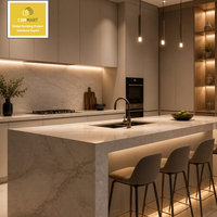 Armoires de cuisine modulaires en bois massif personnalisées CBMMART avec design LED, robinet et charnières écologiques inclus