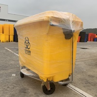 Conteneur à déchets de 660 litres, 4 roues universelles, poubelle industrielle en plastique, bac à ordures, bac à déchets