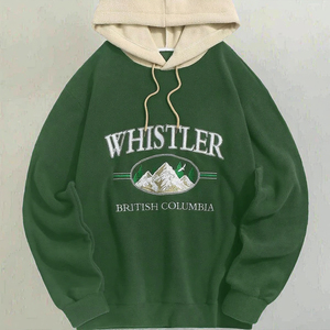 เสื้อฮู้ดผู้ชายสำหรับฤดูหนาว ผ้าพลัฌเนื้อนุ่ม 100% ผ้าฝ้าย ลายปักกราฟิกภูเขาแบบยาว พร้อมเชือกผูกแบบลำลอง - Product Image 3