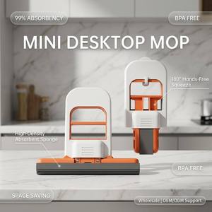 Serpillère de bureau auto-essoreuse portable, essuie-glace pour évier et miroir, petit outil de nettoyage sans lavage, vente en gros OEM - Product Image 4