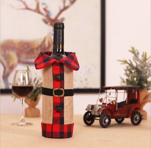Nordic lino Plaid decorazioni natalizie Festive copri bottiglia di vino e decorazioni per la festa di casa per l'atmosfera - Product Image 4