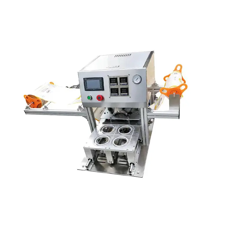 4 Cup Sealmachine Voor Gelei Melk Cup Tray Sealer Handleiding Boba Thee Cup Sluitmachine