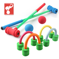 Jeu de croquet pour deux joueurs avec maillets en mousse et boules colorées pour pelouse, jardin et parc, intérieur