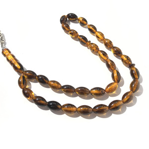 Collar de 33 cuentas de ámbar, joyería Tasbih <span class=keywords><strong>con</strong></span> <span class=keywords><strong>insectos</strong></span> dentro de ámbar, Rosario musulmán - Product Image 6