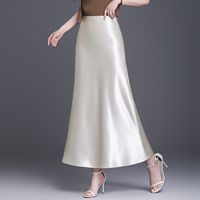 Jupe midi en satin d'acétate soyeux sur mesure OEM pour femme, élégante, unie, taille haute, demi-jupe, vêtements pour femme, vente en gros