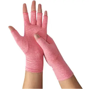 卸売 ピンク圧縮手袋-Relieve Pain Osteoarthritis Rheumatism Pink Cotton Arthritis Compression Gloves