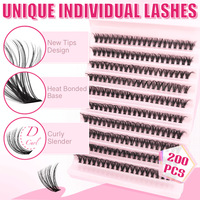 Cils en grappe 40D très populaires, 10 rangées, à segmenter soi-même, thermocollés, aspect naturel, en cheveux synthétiques, effet 3D, faux cils noirs
