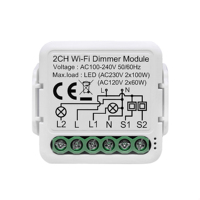 Module d'interrupteur intelligent Tuya WiFi Zigbee 3.0 1/2 gang 2 voies, variateur sans fil, commande vocale, compatible avec Alexa et Google