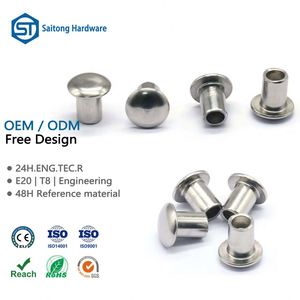 Rivets semi-tubulaires à tête ronde en acier inoxydable personnalisables en usine, certifiés ISO, spécifications personnalisables pour usage industriel - Product Image 1