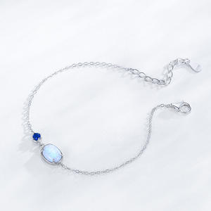 Pulsera de Cadena de Plata de Ley S925 con Circonita Azul Iridiscente para Mujer, Joyería Romántica para Uso Diario, Versión de Cobre Personalizable - Product Image 6
