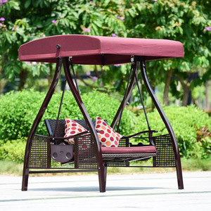Sillón Columpio de Lujo para Exteriores, Juego de Columpios de Ratán, <span class=keywords><strong>Hamaca</strong></span> Plana, Columpio de Jardín de 2 Plazas, Resistente al Agua - Product Image 2