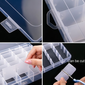 Boîte de rangement en plastique transparente personnalisable avec séparateurs amovibles <span class=keywords><strong>pour</strong></span> bijoux, perles, matériel de pêche, organisateur - Product Image 6