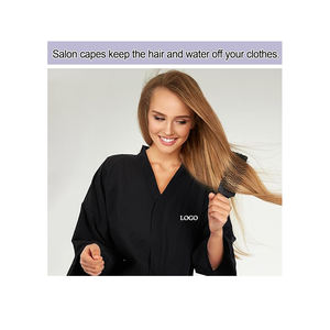 Capa Kimono con Logotipo Personalizado para Spa, Salón de Belleza, Peluquería, Impermeable, para Clientes, Peluqueros, 100% Poliéster, Cintura Ajustable, para Mujer - Product Image 3