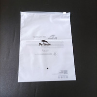 Sac d'emballage pour vêtements et chaussettes en plastique avec fermeture éclair coulissante, en polyester givré EVA mat, imprimé avec un logo personnalisé en une couleur, recyclable