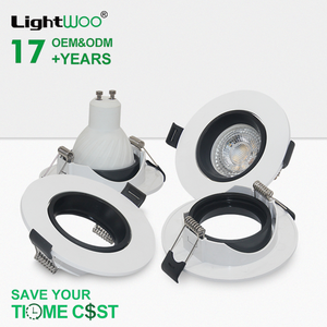 Lámpara de Techo Moderna Cuadrada y Redonda para PC, <span class=keywords><strong>Precio</strong></span> de Fábrica, Downlight Empotrable MR16, Portalámparas <span class=keywords><strong>GU10</strong></span> en Blanco y Negro - Product Image 2