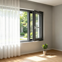 Ventana de Triple Cristal con Marco Negro de Aleación de Aluminio, Aislamiento Acústico, para Viviendas, Directo de Fábrica HUACAI