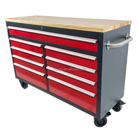 Armoire à outils roulante de garage OEM 46 pouces à 9 tiroirs avec roulettes robustes et dessus en bois, vente en gros