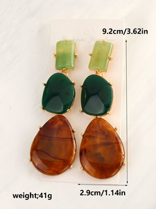Orecchini Pendenti ZA in Resina Geometrica Esagerata Multistrato in Metallo <span class=keywords><strong>Accessori</strong></span> <span class=keywords><strong>Moda</strong></span> Semplici a Goccia - Product Image 6