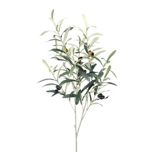 6 Branches de feuilles d'<span class=keywords><strong>olivier</strong></span> en plastique, branche d'<span class=keywords><strong>olivier</strong></span> artificielle avec fruits pour la décoration de la maison et les mariages - Product Image 1