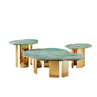 Meubles d'hôtel 5 étoiles haut de gamme, table basse moderne de luxe en pierre écologique, ensemble de table basse design pour villa, table irrégulière unique