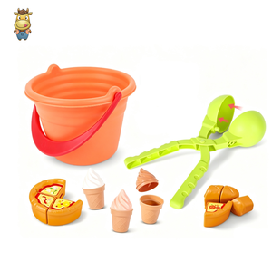 Ensemble de jouets de plage pour enfants, 10 pièces, seau à sable, moule à boules de neige, moule à pizza, moule à crème glacée, jouet d'été pour la plage, vente en gros - Product Image 1