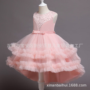 Pink Childrens Flower Girl Dress O-Neck Tulle A-Line Sleeveless BH09 Guangdong - Product Image 2