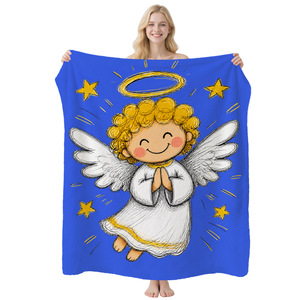 Cartoon Angel Print Plush Throw <b>Blanket</b> Rectangular Soft Eco-Friendly Home Decor Four Seasons Use Machine Washable - Product Image 3