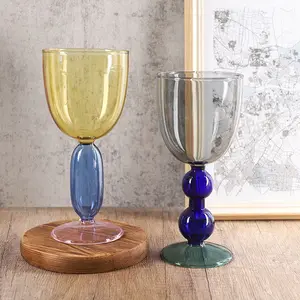 Copos de coquetel modernos feitos à mão, copos coloridos de arte vintage, copos de champanhe, copos de vidro martinis