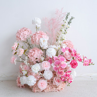 Arche en corne de vache rose de style européen pour décoration de mariage en extérieur, photographie, demande en mariage, cérémonie, fleur artificielle