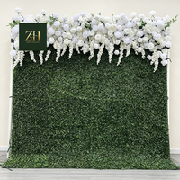 Dinding Bunga Sutra Lipat Ins Wind Hijau Buatan 8ft X 8ft Modern untuk Festival Luar Ruangan, Natal & Kembali ke Sekolah
