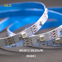 SMD5050 30 IC/m WS2812B RGBIC LED Strip 30Leds/m 5V 6W/m 10mm PCB Putih 1LED Dapat Dipotong Piksel yang Dapat Diatur untuk KTV Klub Bar Ruang Game