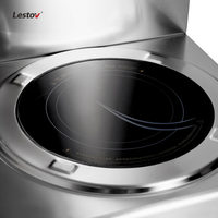 Cuisinière à induction industrielle double foyer 2*12KW en acier inoxydable avec arrêt automatique de sécurité pour cantine, hôtel, restaurant, porridge