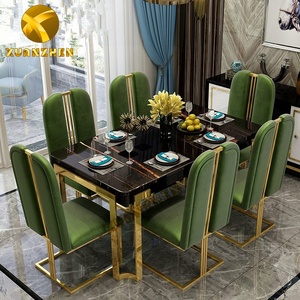 Altri Mobili Commerciali Set <span class=keywords><strong>Tavolo</strong></span> da Pranzo in Marmo Moderno <span class=keywords><strong>Allungabile</strong></span> <span class=keywords><strong>con</strong></span> <span class=keywords><strong>6</strong></span> <span class=keywords><strong>Sedie</strong></span> per Casa DT010 - Product Image 2
