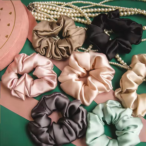 Top Người Bán Tùy Chỉnh Màu Rắn Lụa Số Lượng Lớn Tóc Đàn Hồi Quan Hệ Lễ hội Châu Âu Và Mỹ Phong Cách Tóc Ban Nhạc Lụa Scrunchies - Product Image 5