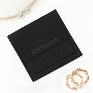 PUPPYSEW Black Microfiber Jewelry Pouch Jewelry <b>Envelope</b> Pouches Bag, Earrings Rings Bracelet Packaging Bag With Logo - Product Image 2