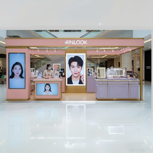 Exhibidor de Maquillaje y <span class=keywords><strong>Lentes</strong></span> de Contacto con Iluminación LED y Paneles Mate Impermeables en Rosa/Morado - Product Image 2