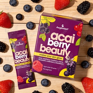 OEM ODM AegleWell <span class=keywords><strong>Acai</strong></span> <span class=keywords><strong>Berry</strong></span> Güzellik Takviyesi Karışık Meyve Karışımı Cildi Parlatır |   3g X 30 Poşet Meyve Tozu İçecek Karışımı - Product Image 3