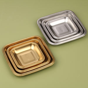 Assiettes à snack en acier inoxydable 304 Plateaux de service pour le dîner Plat à friture Pot à <span class=keywords><strong>fondue</strong></span> Plaques de barbecue coréennes Restaurant - Product Image 5