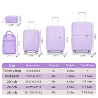 Ensemble de bagages extensible de grande capacité Valise en PP durable et légère avec roues pivotantes pour hommes Sac à dos de voyage pour femmes