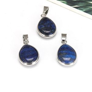 Perhiasan Fashion Desain Baru Pesona Perak Plating Kuningan Bezel Batu Permata Alami Liontin Air Mata - Product Image 3