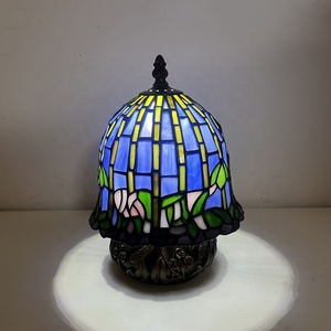 Longhuijing Tiffany Table Lamps 8 Inch Handmade Water Lily Style Stained Glass Lamp Creative Reading Bedroom Bedside <b>Light</b> - Product Image 2