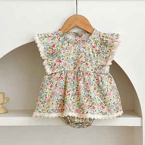 Robe d'été 2026 pour bébés filles, style coréen, motif floral, tenue assortie pour sœurs - Product Image 2