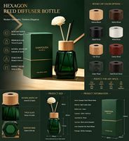 Bouteille diffuseur de parfum hexagonale en verre noir vide avec bouchon personnalisé à vis, diffuseur d'huile aromatique de luxe pour la maison