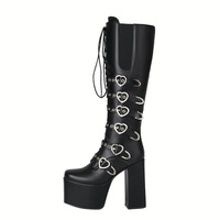 Bottes hautes en PU verni pour femmes, à lacets, plateforme, pour l'hiver, robes et spectacles, prix de gros d'usine, designs personnalisés